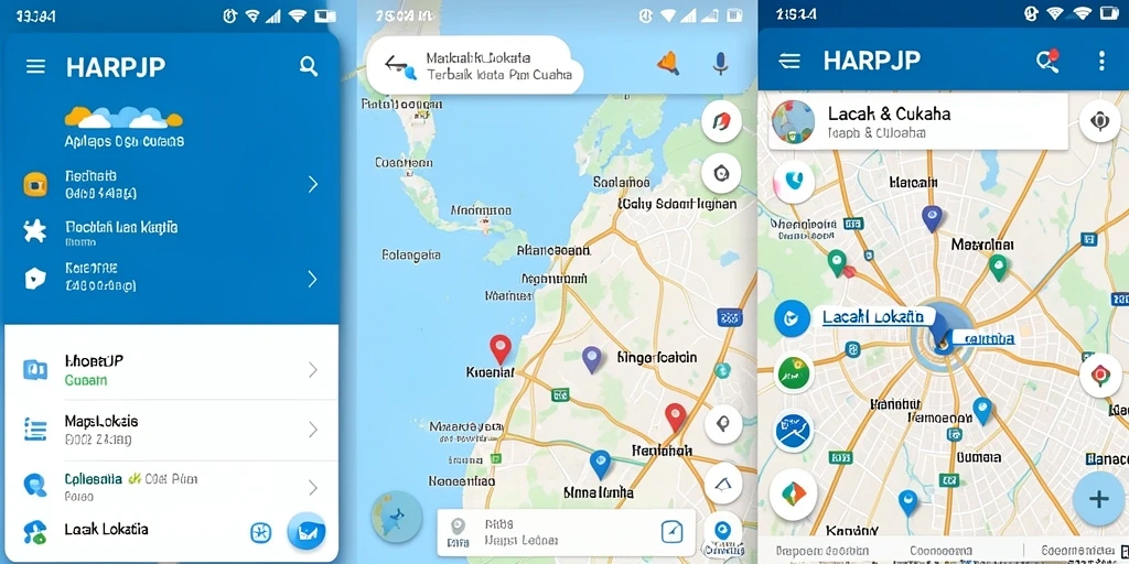 Tampilan antarmuka utama HARAPJP menampilkan fitur lacak lokasi yang jelas dan user-friendly.