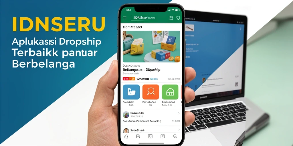 Tampilan antarmuka pengguna IDNSERU yang menarik dan fungsional untuk aplikasi Dropship.
