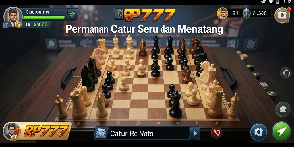 Tampilan antarmuka permainan catur yang menarik dan interaktif.