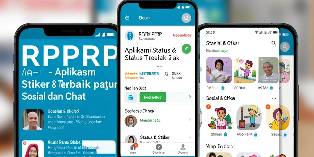Antarmuka RPRPRP dengan pilihan status dan stiker yang menarik.