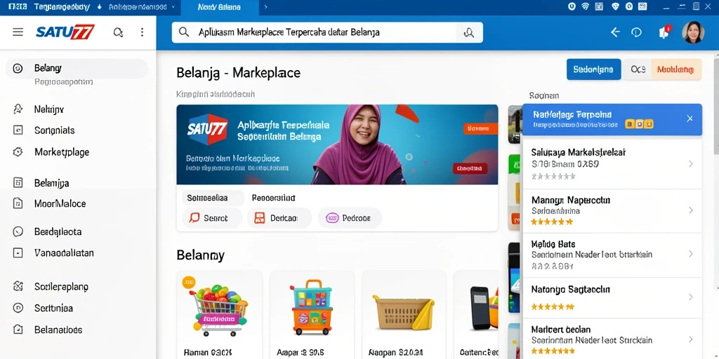 Antarmuka aplikasi SATU77 yang user-friendly untuk belanja online.