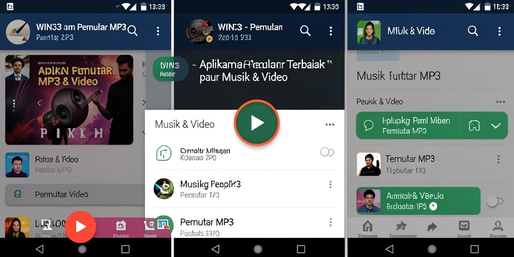 Antarmuka modern dan intuitif dari WIN33 Pemutar MP3.